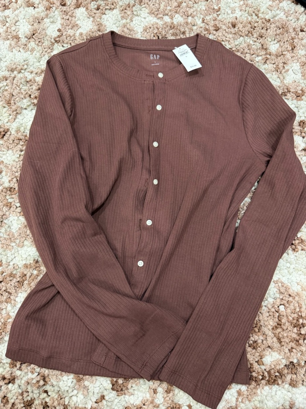 GAP Brown Ribbed Cardigan